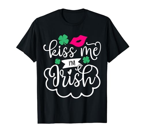Lip Kiss Me I'm Irish Shamrock St Patrick's Day Juniors T-Shirt