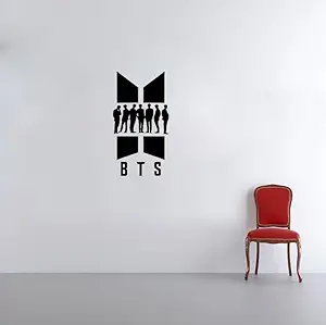 Artistic Decals BTS Logo Wall Sticker for Living Room, Bedroom, Kids Room, Big Size Sticker, 3D Sticker,PVC Vinyl Wall Sticker of Team BTS RM, Jin, Suga, J-Hope, Jimin, V and Jungkook