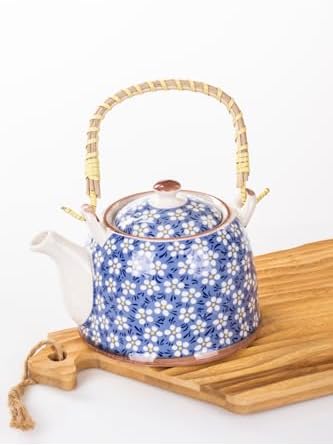 Mukko Home Hasır Saplı Porselen Demlik Çiçek Desenli, 900Ml Çay, Kahve, Bitki Çayı Sunum, FAN17 - Görsel 4