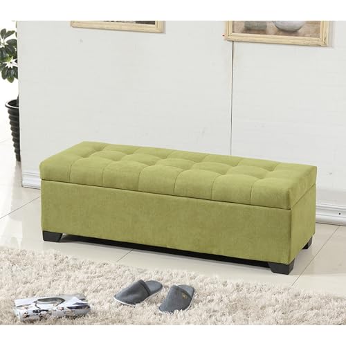 Banc ottoman de rangement coffre bout de lit repose-pieds en lin