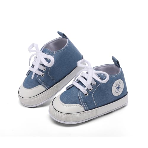 BEIDI Baby Girl Boy Shoes 0-18 Months,Infant Unique Essentials Gifts,Unisex Newborn Doll Slip-on Soft Sole High-top Frist Walking Sneakers (03light_Blue,12-18 Months)