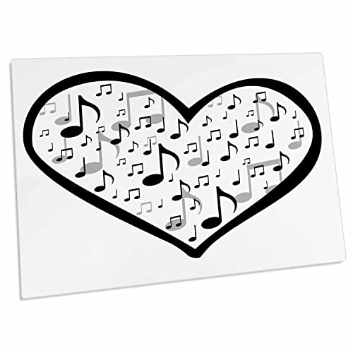 3dRose Desk Pad con Diseño Corazón y Notas Musicales