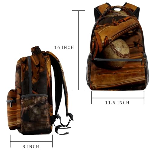 Sac à dos d'école imprimé baseball rétro multicolore grand format 29.4x20x40cm