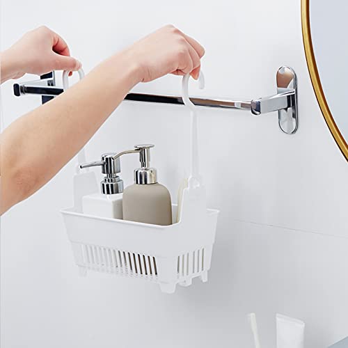 beertoy Storage Basket with Hanging Hook Household Shower Supplies Organizer for Bathroom Toilet Multifunctional Container Storage Basket with Hook
