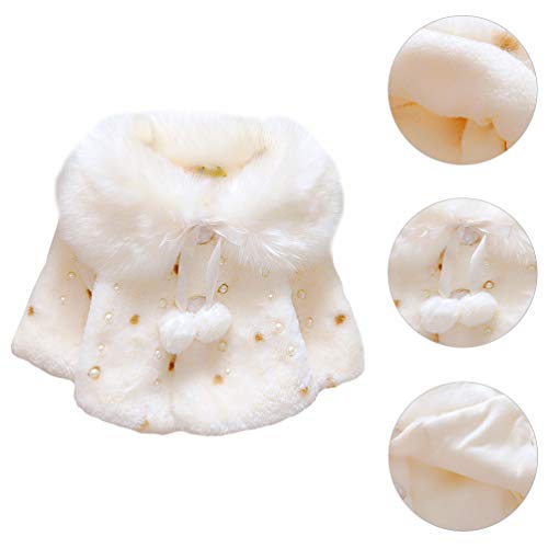 Amosfun Moda Branca Outono Inverno Gola Peluda Pára-Brisa de Algodão Casaco de Capa de Bebê Menina Q