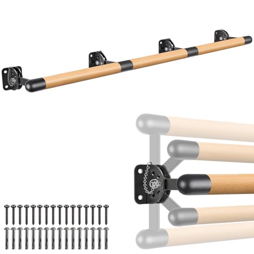 Dolibest 1M-3M Barra de Ballet, Barra de Madera para Estiramientos en la Pared con Soporte de Metal para Niños y Adultos, Diámetro 4cm