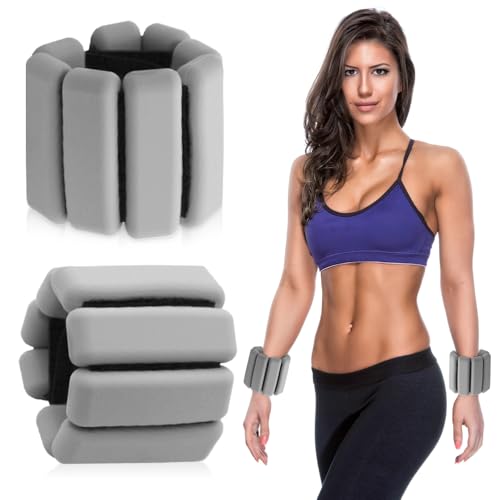 BNGXR Polso Regolabile Peso della Caviglia, Pesi Polso Indossabili, Superficie in Silicone Braccialetto, Pesi per Gambe, per Esercizio Camminare Jogging Yoga Aerobica Nuoto e Fitness (Grigio)