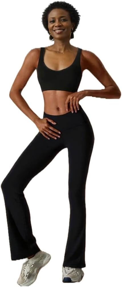 COUVER Women Cotton Bootcut Wide Waist-Band Workout Bootleg Yoga Pants - Image 5