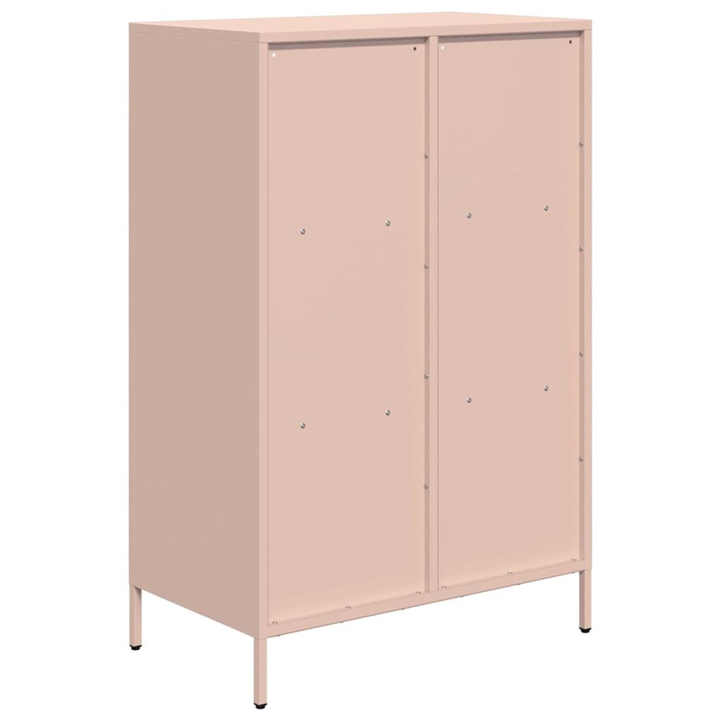 Buffet haut rose 68 x 39 x 103,5 cm, en acier laminé à froid, avec 3 tiroirs, espace de rangement polyvalent pour chambre à coucher, bureau, salon, meubles