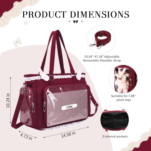 Lace Ita Crossbody Bag with Clear Window, Display Insert & Wing Pins (Red) - image 6
