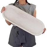 Hanobe Decorative Bowl Large Wooden: 25.5' Extra Long Wood Dough Bowls for Entry Way Table - Farmhouse Coffee Table Decor - Rustic Dining Table Centerpiece Decor, White