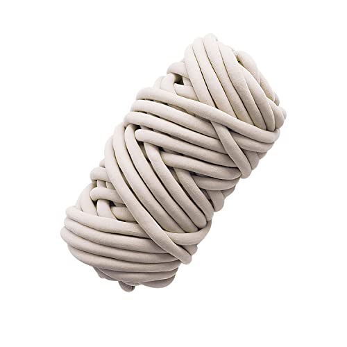 homecozy Sperriges Strickgarn Sehr Dicke Wolle, Weiches Kerngarn, Wolle Zum Armstricken Handstrickwolle Wolle Super Chunky XXL Wolle Armstricken für Teppiche Decke und Kunsthandwerk, Beige Cover