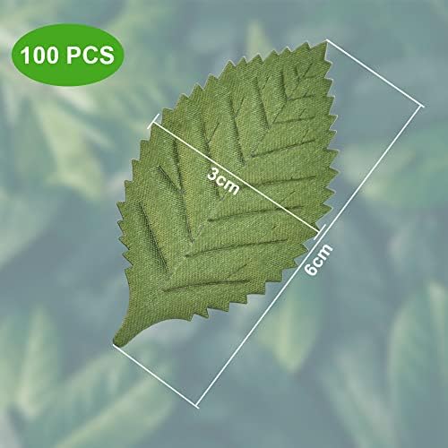 FIGFYOU 100 PCS Artificial Silk Green Leaves,Green Artificial Leaves Fake Single Leaf Silk Rose Leaves for Crafts Scrapbooking Floral Arrangements Home Kitchen Wedding Garland Party Decorations
