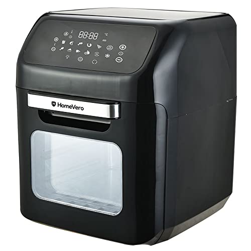 HomeVero Heißluftfritteuse 12L mit LED-Touchscreen 1800W, 12 Programme, Air Fryer XXL ohne Öl, Dörrautomat,Drehgrill, Mini Backofen, mit Zubehör HV-AF12XL Cover