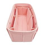 LEXSION Felt Purse Organizer Insert Bag organizer Multi Pocket Bag in Bag Organizer For Tote & Handbag Shaper 8008 Pink L