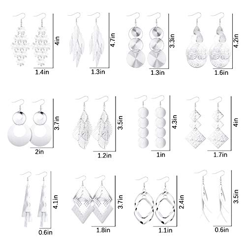 Hicarer 12 Pairs Dangling Earrings for Women Fashion Vintage Bohemian Earrings Statement Drop Boho Long Fringed Jewelry3