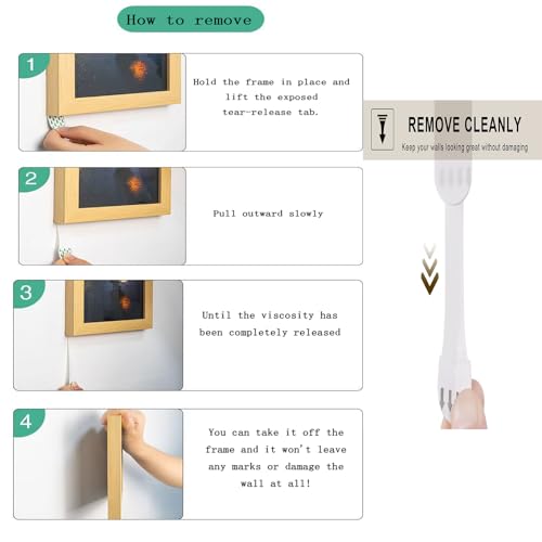 AOERFASI Klebestreifen, Bildmontagestreifen, super selbstklebend, doppelseitiges Klebeband, kein Bohren, Keine Rückstände, für Bilderrahmen, Dekorationen (32 Stück)