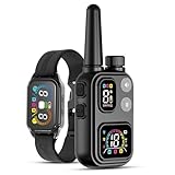 ABBIDOT 2 en 1 Collier De Dressage pour Chien   8 Sensibilité Collier Anti Aboiement, Portée De 1500m, 4 Modes, Étanche, Rechargeable, Lumière, Verrouillage De Sécurité