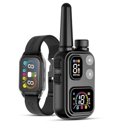 ABBIDOT 2-en-1 Collier De Dressage pour Chien - 8 Sensibilité Collier Anti Aboiement, Portée De 1500m, 4 Modes, Étanche, Rechargeable, Lumière,...