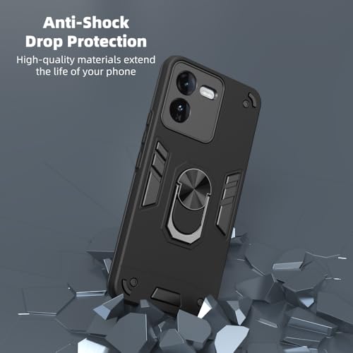 Image of NDCOM for iQOO Z9 Back Cover | Premium iQOO Z9 Cover | Durable iQOO Z9 5G Back Cover for Maximum Protection | Ring Holder Case