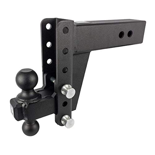 BulletProof Hitches 3.0 Adjustable Heavy Duty (22,000lb Rating) 6 Drop Rise Trailer Hitch with 2 and 2 5 16 Dual Ball (Black Textured Powder Coat, Solid Steel)