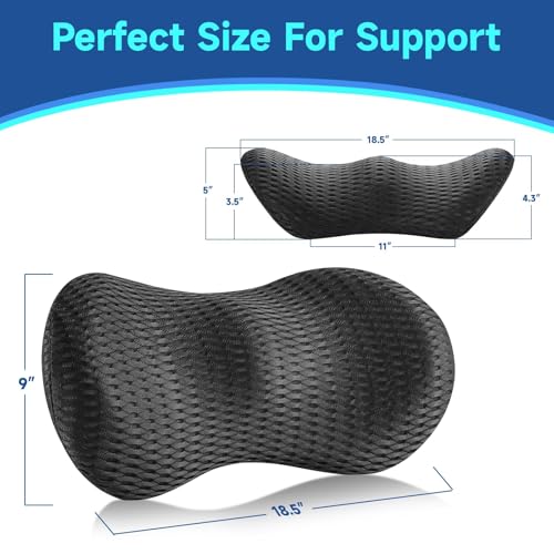 Niceeday Lumbar Support Pillow for Office Chair Car Seat Back Support Pillow Lower Sleeping Pillows Pain Relief Memory Foam Back Cushion with 3D Mesh Cover Gaming Chair Pillow for Bed Rest Travel