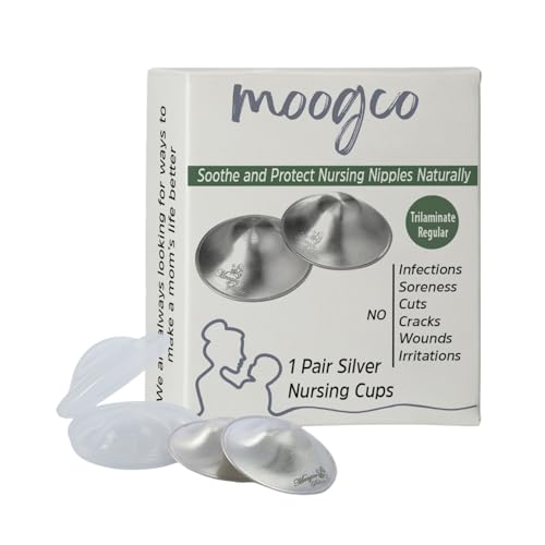Image of The Original Silver Nursing Cups - 999k Nipple Cups - Nipple Shield for Nursing Newborn - Silver Nipple Covers Breastfeeding - 999k (Tri-Laminate, Regular)