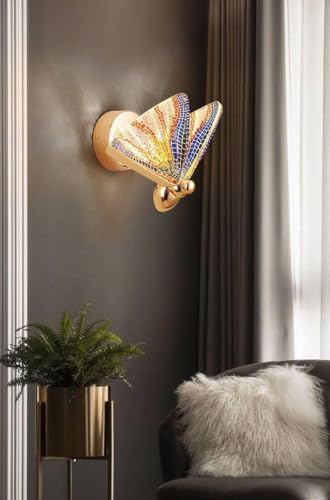 GENREE Metal Modern Butterfly Style Led Glossy Wall Lamp Multicol...