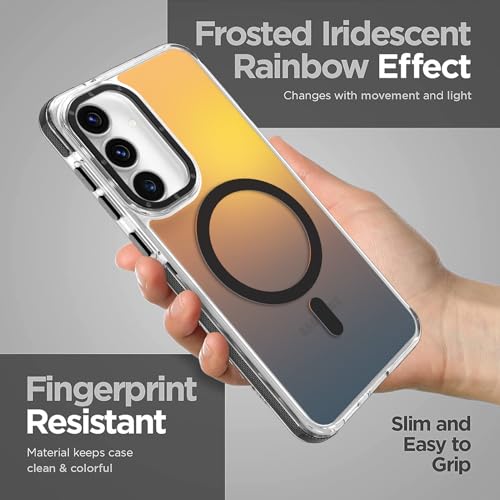Image of Magnetic Case for Samsung Galaxy S25 FE 5G [Compatible with Magsafe] [Cute Fashion Fluorescent Design] [1 Screen Protector] Slim Translucent Matte Case for Galaxy S25 FE 5G 6.7 inch, Black
