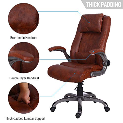Qwork High Back Executive Office Chair with Flipup Arms, Slideable