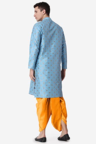 Image of Royal Kurta Men's Silk Blend Printed Kurta Dhoti Set