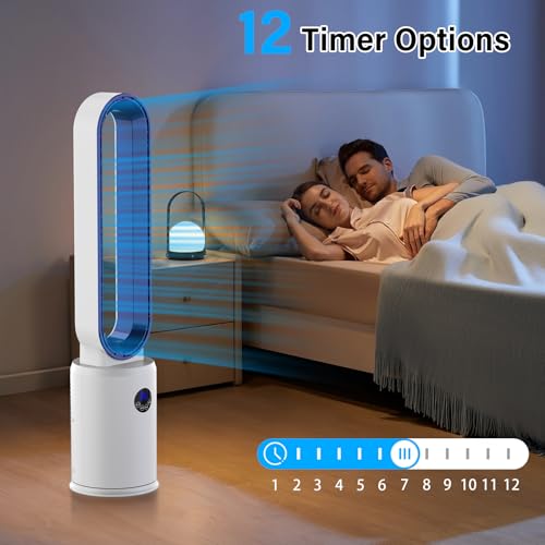 YAZEKY Ventilador de Torre sin Aspas, Ventilador de Pie Silencioso con Mando a Distancia,24 Velocidades, Oscilación 60°,Temporizador 12 H,Motor DC,Ventilador Portátil para Hogar y Oficina 70 m³ - imagen 6