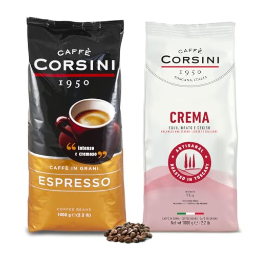 Caffè Corsini - Set Café en Granos Cremoso Casa Dulce Casa, Espresso, Tostado, 2x1Kg Total Set 2Kg