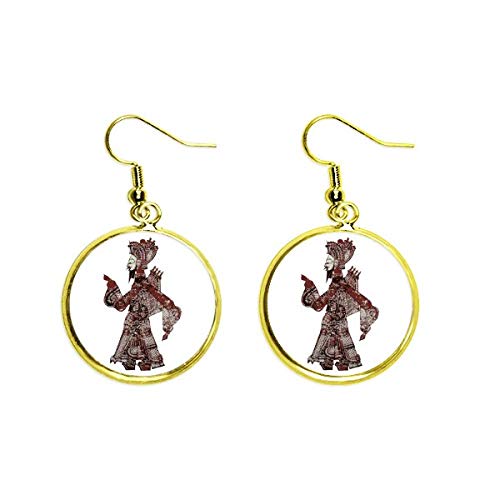 Pendientes dorados largos de sombras chinescas de hombre caminando para mujer