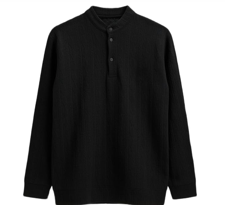 Men’s Premium Knitted Winter Sweater | Half Collar Button Neck | Warm Regular Fit Cable Knit Pullover for Men-picture-26