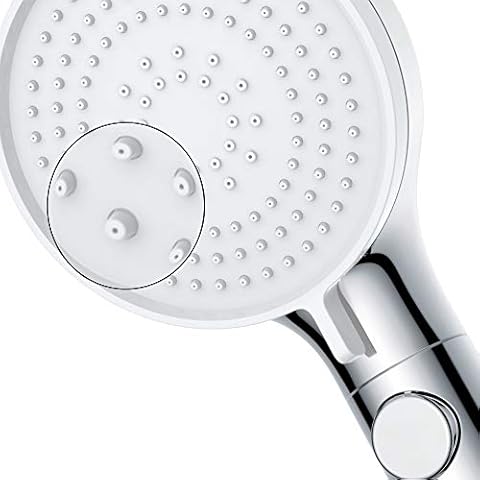 YOO.MEE High Pressure Handheld Shower Head w/Ultrafine Water Spraying for Deep Cleaning Showering,w/Water Pause Setting, w/Anti-twist Flexible Hose, Ajustable Bracket,Chrome Cover
