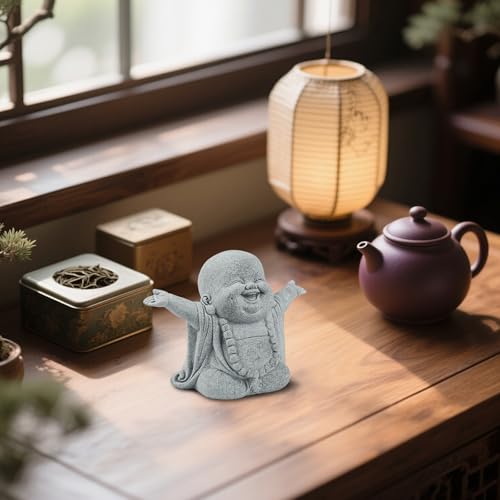 Estatua de Buda Risueño en Piedra Arenisca PineHaven miniatura 5