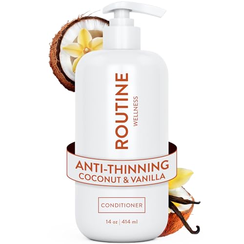 Routine Wellness Anti-Thinning Deep Conditioner for Thinning Hair - DHT Blocker for Hair Loss in Men & Women - Promotes Healthy Hair - Coconut & Vanilla 14oz