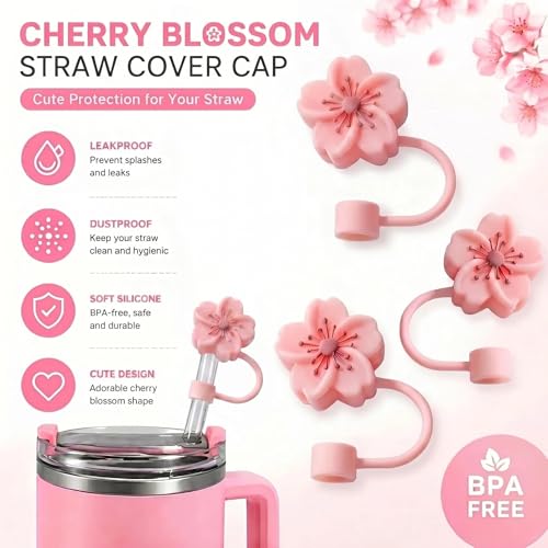 Image of BTYHAOS Straw Covers, Dust Proof Straw Toppers Fit Stanley 30 40oz Tumbler | Reusable Food-Grade Silicone Straw Covers Cap for Most 10mm Reusable Straw