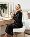 NY Threads Premium Womens Robe, Plush Fleece Long Bath Robe for Women, Fluffy Soft Women's Bathrobe, Medium, Black