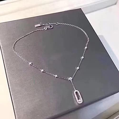 Piede del Braccialetto della cavigliera, Gioielli in Argento Sterling 925 Puro di Marca per Le Donne Cavigliera da Spiaggia Slide Stone Drop Pendant Cavigliera Move Stone Design Cavigliere estive