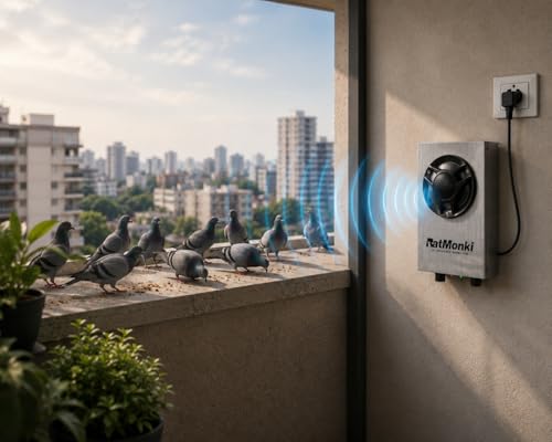 Image of RepellQ Bird Repellent System,Very Loud & Noisy Frequency Sound, Bird Deterrent Device to Keep Birds Away from Indoors, Outdoors Such as Pigeons, Crows, Bat (2500 Sq. Feet Area)