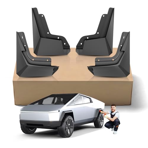 Image of 2025 Upgraded Custom Fit for Tesla Cybertruck 2023 2024 2025 Flexible Mud Flaps TPE Splash Guards (No Drilling) 3D All Weather Mudflaps with Hardware Accessories,Set of 4PCS, Front and Rear