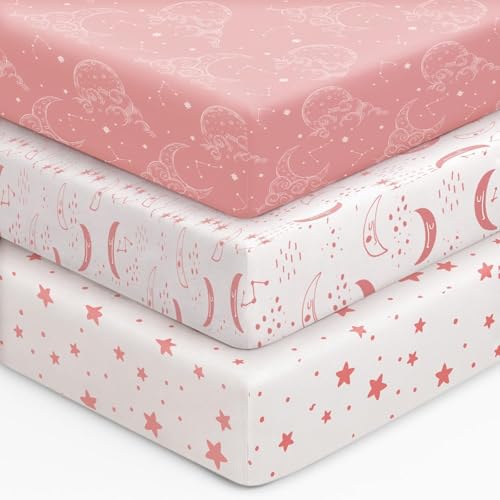 Unnivoll Baby Spannbettlaken 60x120 cm Kinderbett, 3er Pack Bettlaken Für Babybett, Atmungsaktives Weiches Mikrofaser Spannbetttücher