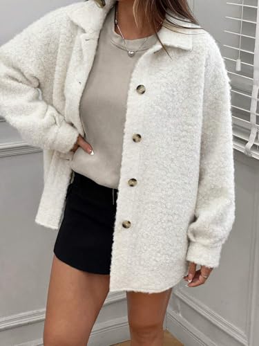 Charming Beige Womens Fuzzy Knit Jacket for Cozy Fall Winters – Size Large - Image 5