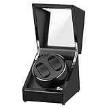 Abosi Double Watch Winder Box for Automatic Watches or Rolex, AC or Battery Powered Super Quiet Japanese Motor, 5 Rotation Mode Setting, for Lady and Man