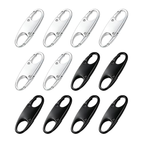 Flintronic 12 Pack Zipper Lock, Zipper Clips Anti Theft, Travel Lock Backpack Lock, Detachable S Clips for Traveling Bags and Handbags