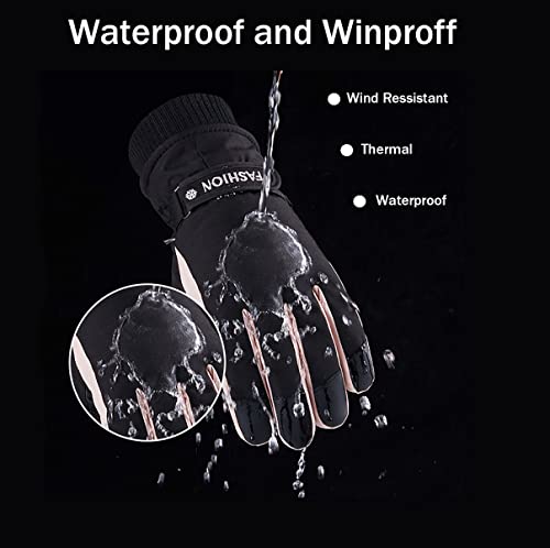 Ottsas Ski Gloves Women Touchscreen And Waterproof Winter Gloves Snow Gloves Windproof Skiing Accessories Snowboarding Gloves For Cycling Warm(Pink,A) #TOP2
