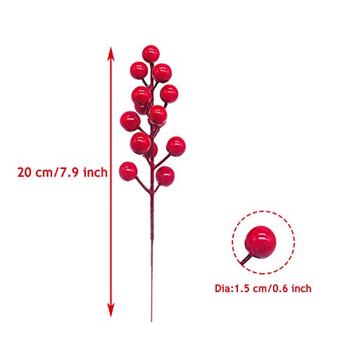 image for Haawooky Red Berry Stems,24 Pack 7.9 Inch Artificial Christmas Berries