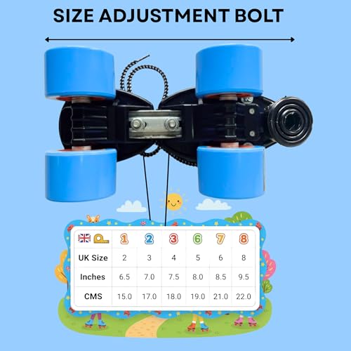 Image of Skating Shoes - Roller Skates for Kids 6-12 with Auto Precision Ball Bearings, 50mm Anti Skid Vinyl Wheels, Toe Stoppers, Bigger Wheel Size, Blue, Super Xplod